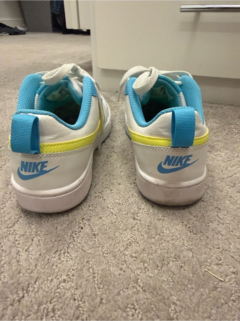 Nike Kids Low-Top Sneakers - White, Blue & Neon Yellow